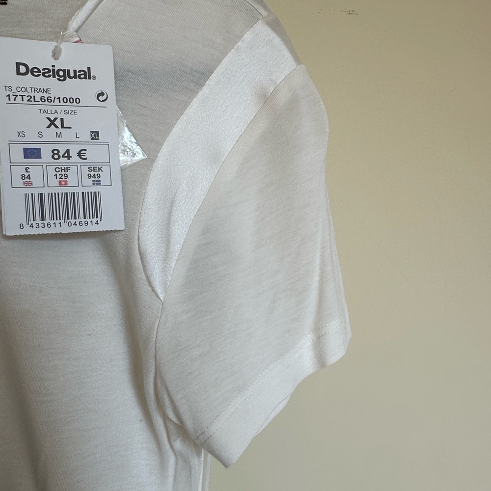 NWT Desigual White Graphic T-Shirt XL - Picture 4 of 7